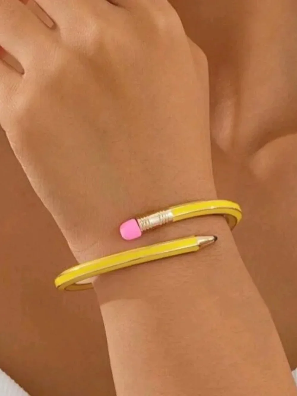 Yellow Pencil Teacher Metal Cuff Bracelet (BRAND-NEW & SO CUTE!)